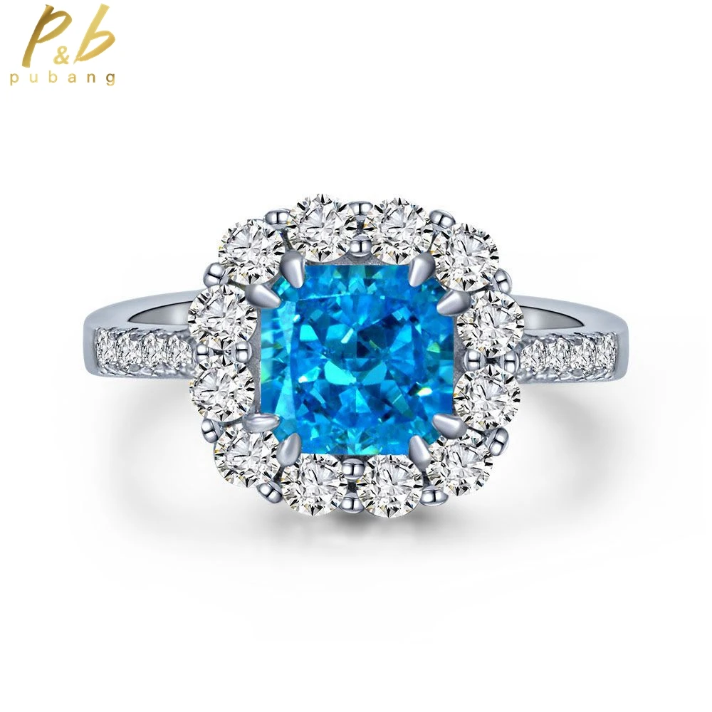 

PuBang Fine Jewelry 925 Sterling Silver Resizable Open Diamond Ring Seven Color Created Moissanite for Women Gifts Drop Shipping