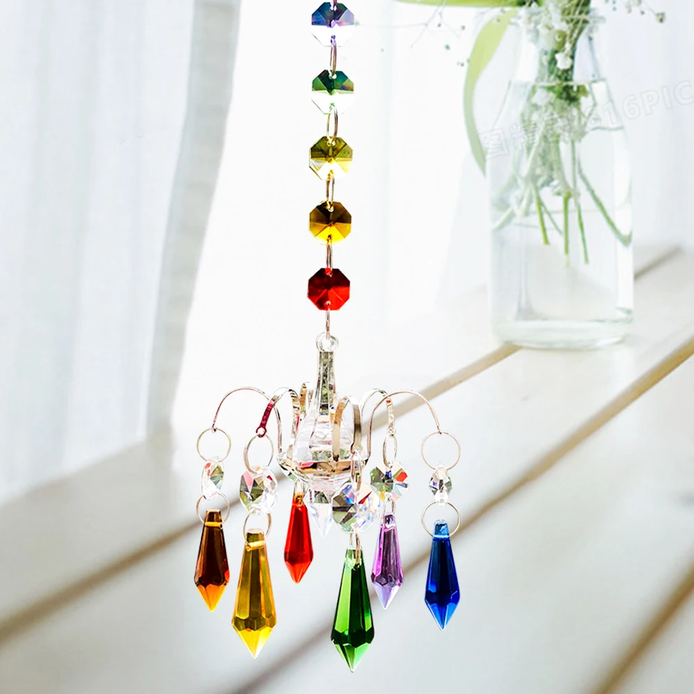 

Rainbow Aurora Octagonal Beads Arrow Crystal Faceted Prism Chandelier Sun Catcher Jewelry Pendant Yard Garden Wedding Home Decor