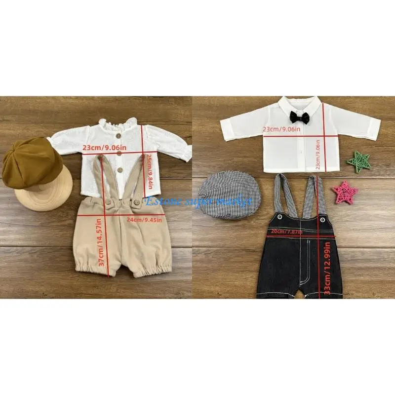 090B Baby Hat Shirt Pants Outfit Baby Photo Clothes Fashion Photography Props Infant Photo Costume Clothing
