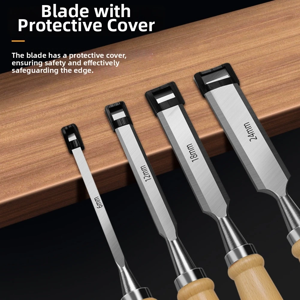 For Extended Use Brown Wood Carving Tool Set Woodworking Chiseling Tool Set Ergonomic Plastic Handle Varying Widths Included