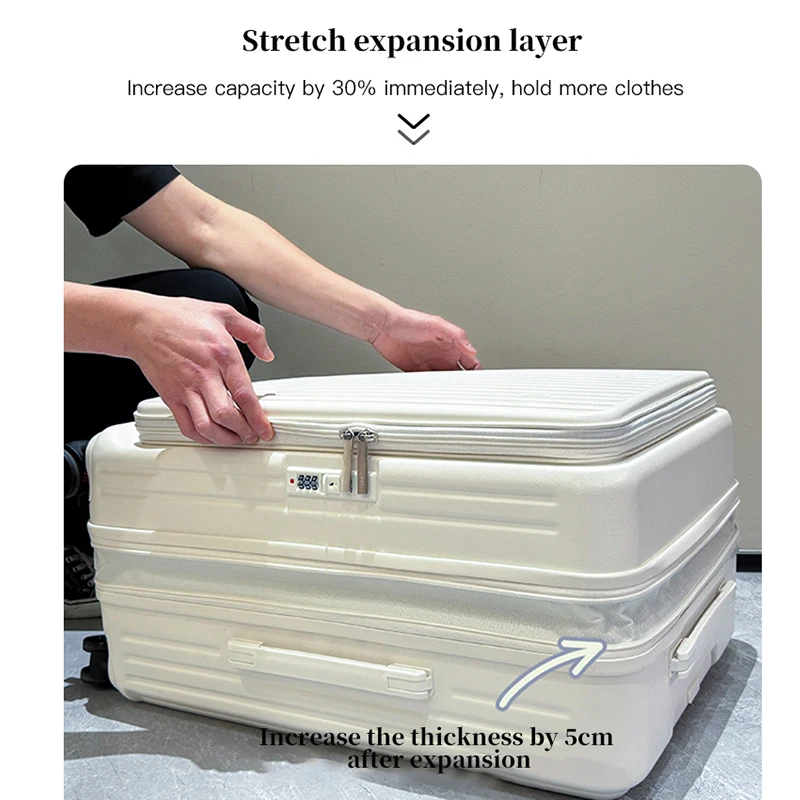 مجموعة أمتعة بعجلات صلبة قابلة للتوسيع مع فتحة جانبية - حقائب حمل ومربعات، مضادة للصدمات وقفل بكلمة مرور