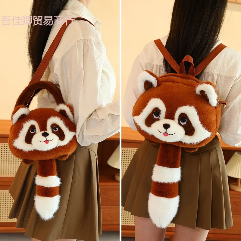 Mignon Panda rouge en peluche sac à dos hiver automne filles mode sac d'école décontracté Kawaii Animal dessin animé sacs à dos pour les femmes