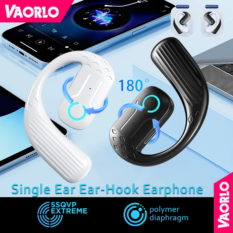 New Bluetooth 5.4 Open Earphone 180° Rotatable Wireless Ear Hook Business Headset Air Conduction HIFI Stereo With Mic For Work