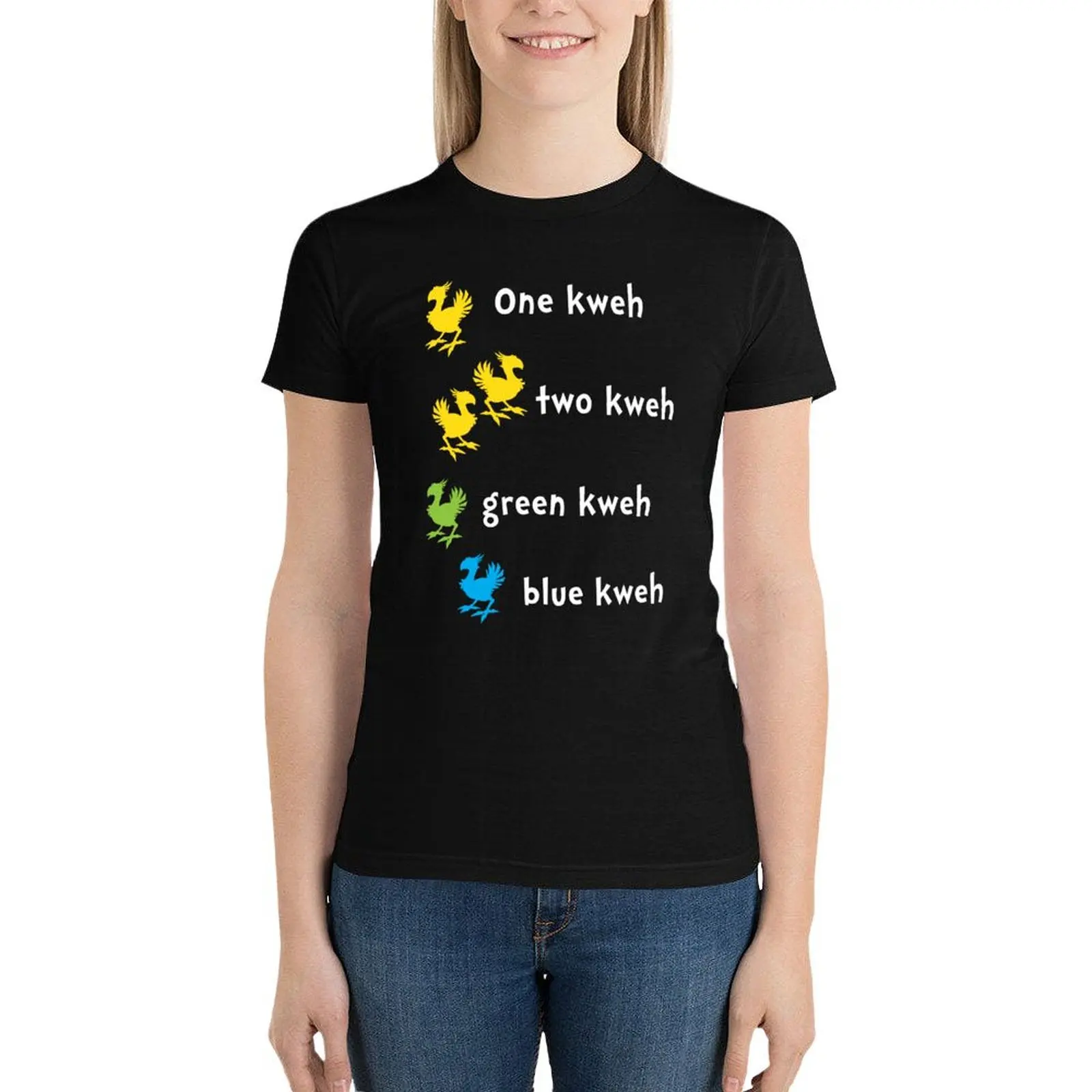 Een Kweh Twee Kweh Groen Kweh Blauw T-Shirt Schattige Kleding Esthetische Kleding Graphics Vrouwelijke T-Shirts Voor Vrouwen Grafische T-Shirts Grappig