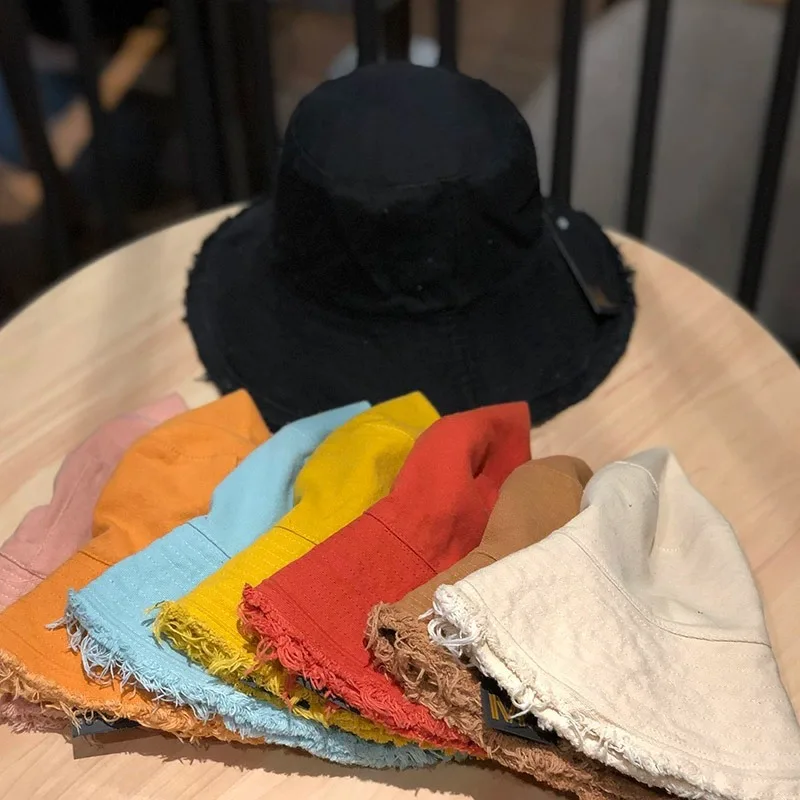 

Korean-Style Spring/Summer Ragged Fisherman's Hat Foldable Denim Sun Hat Outdoor Women's Beach Hat Trendy Y2K Beret