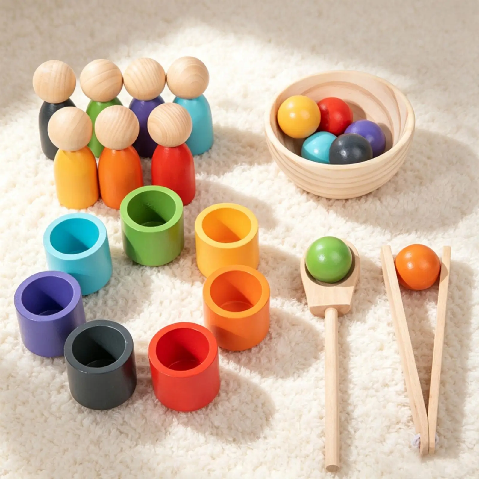 Color Sorting Toy Developmental Color Sorting Set Fine Motor Matching Toy with Cups for Young Children, Preschoolers, Preschool,