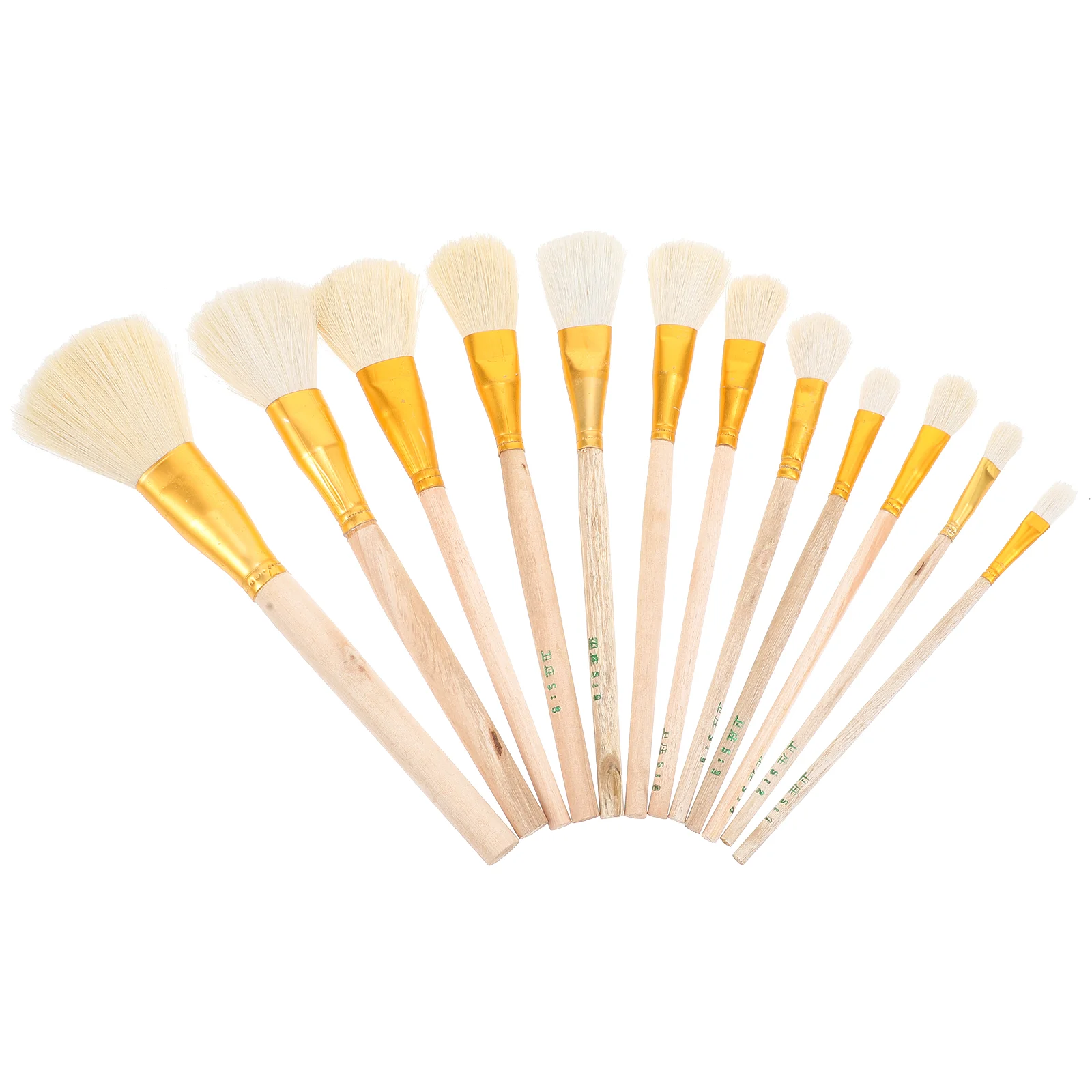 12 Pcs Paint Pen Wool Brush Gold Watercolor Painting Craft Supplies Colored Goat Hair Child with Wood Handle Bristle