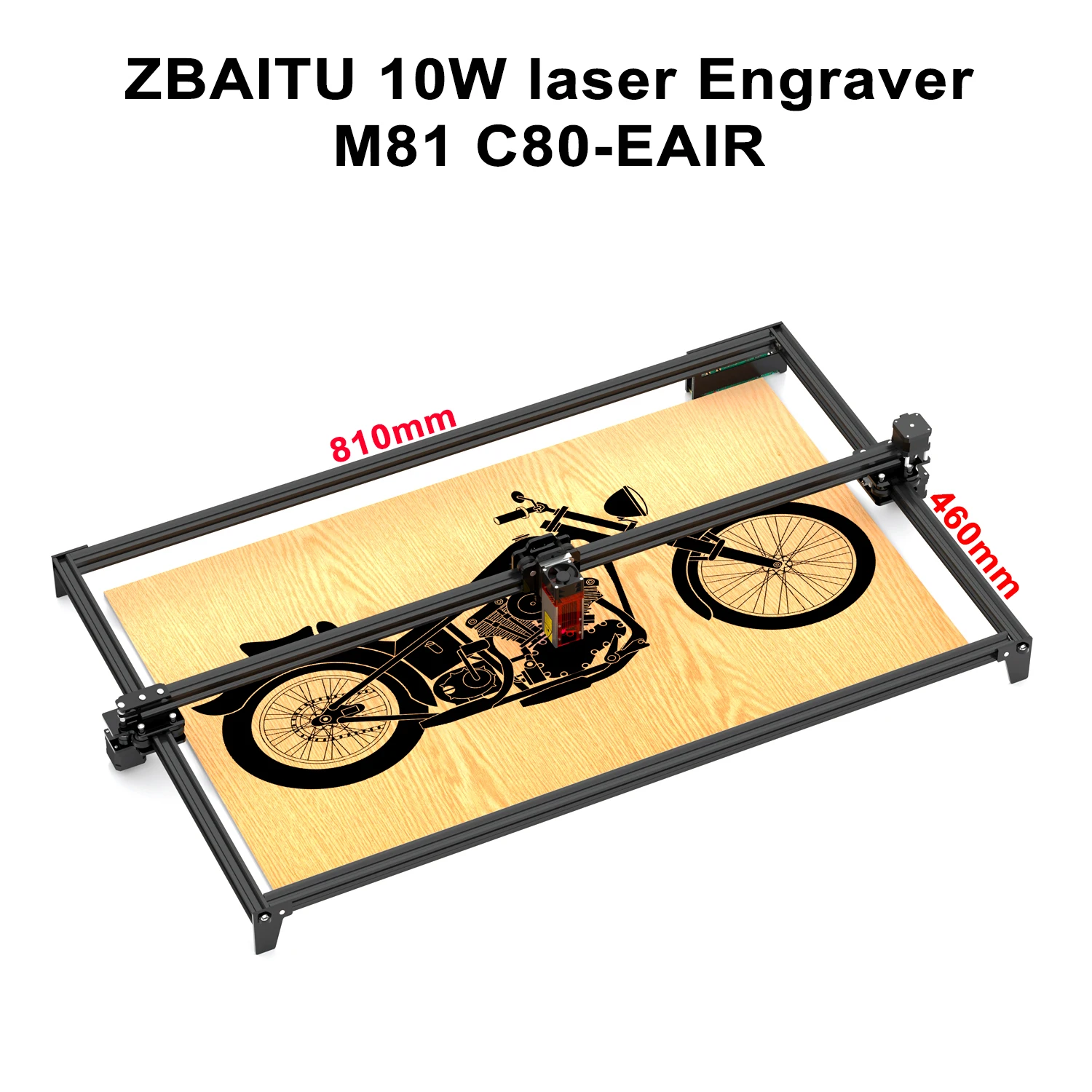 ZBAITU-grabador de madera de área grande, máquina cortadora de madera, observación de logotipo DIY, cabezal de módulo láser asistido por aire, 80W