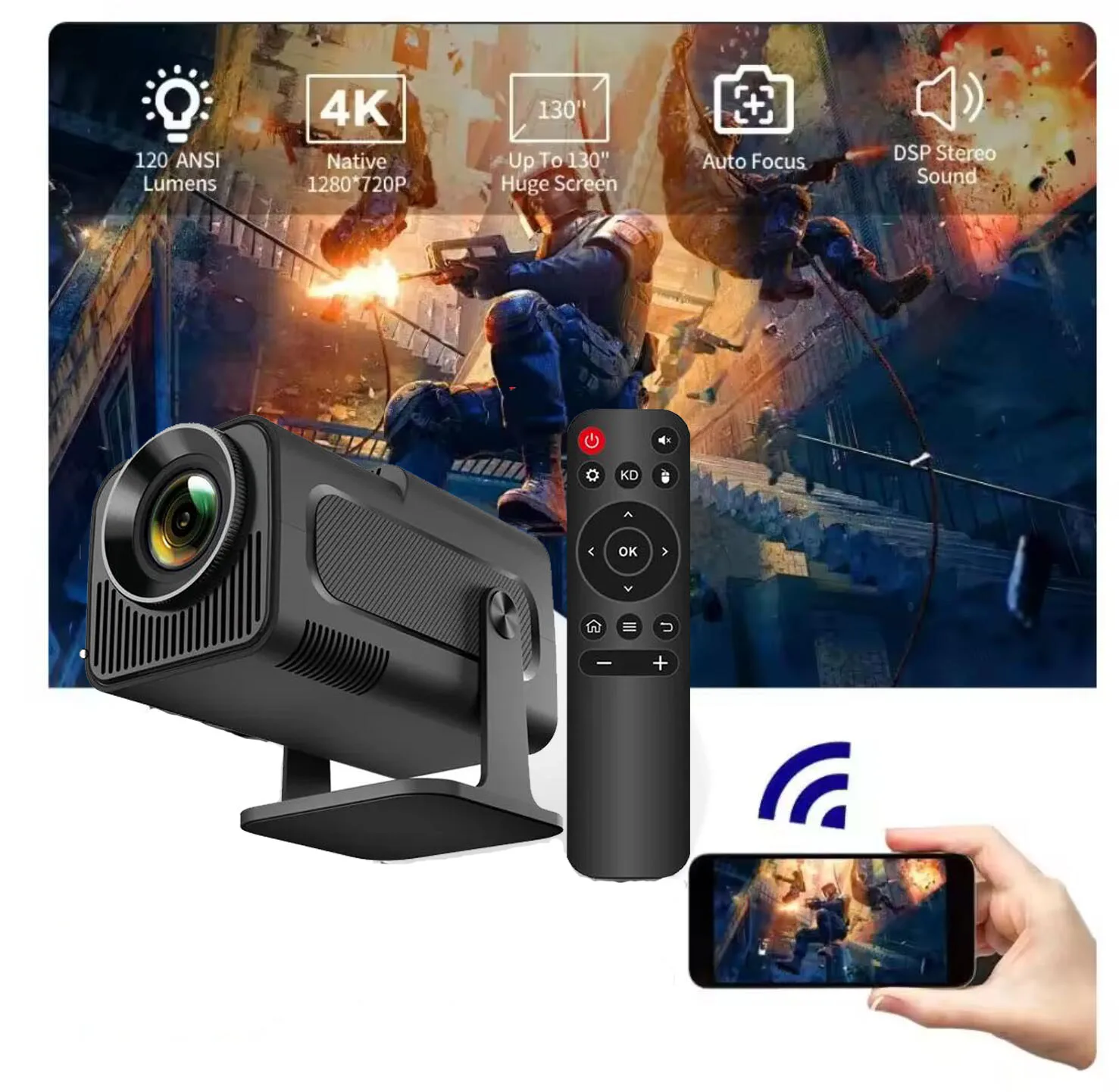 

Original brand newHot Selling 4K Smart Android 11 Native Portable Projector H·Y320 Dual Wifi6 BT5.0 390AN·SI 1920*1080P Home Cin