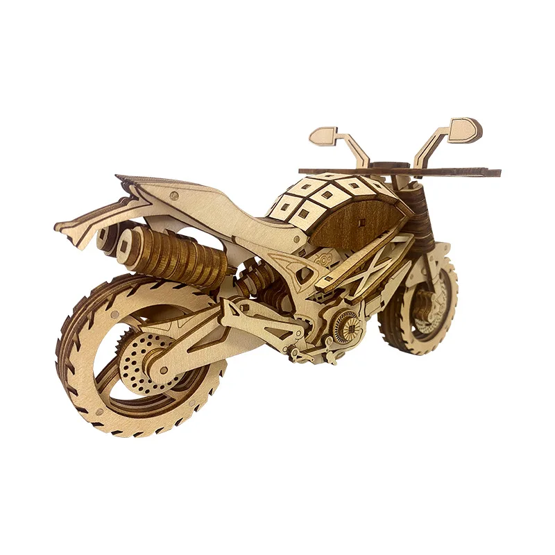 3D Wooden Puzzle Off Road Motorcycle Model  DIY Assembly Toy Jigsaw Model Building Kits for Kids Adults Gift