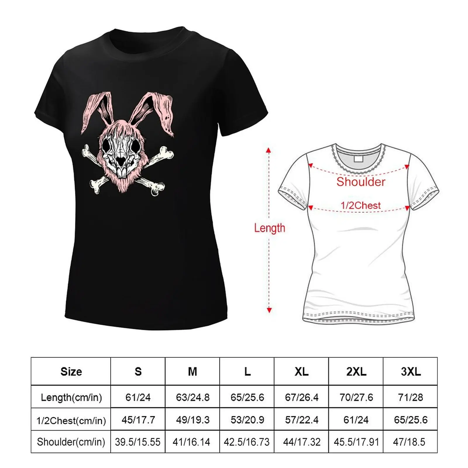 Camiseta de calavera de conejo para mujer, Blusa de manga corta, ropa femenina, camisetas gráficas