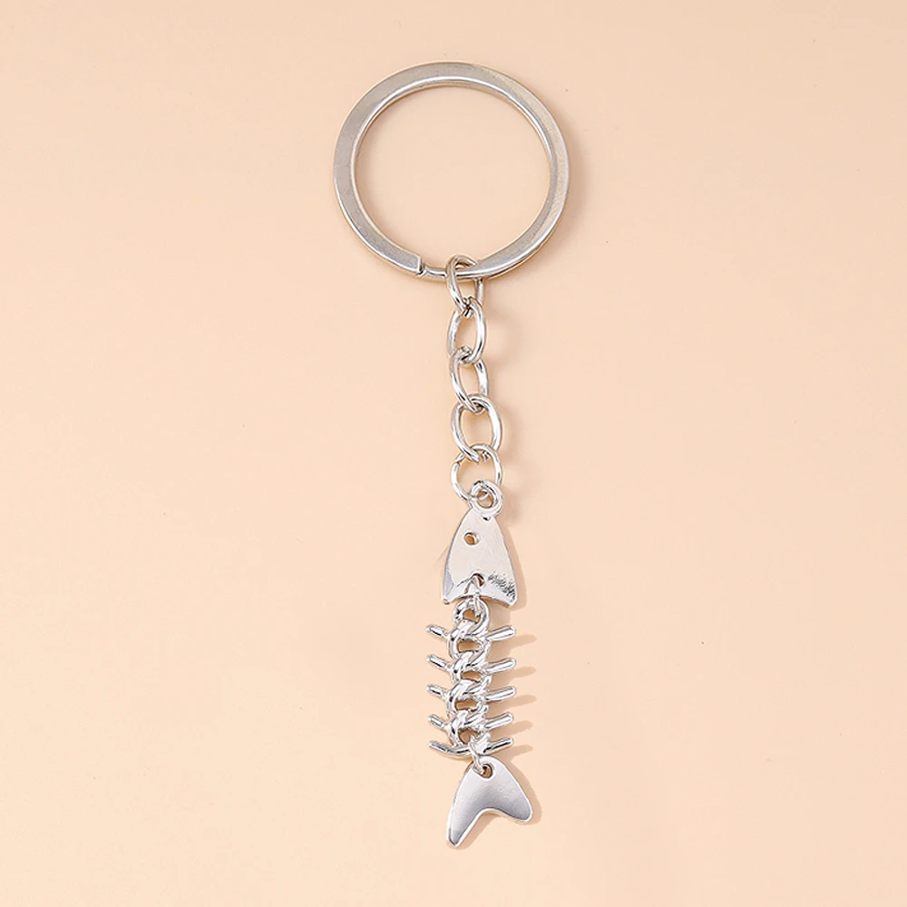 Aihua Neuer personalisierter Fischgräten-Schlüsselanhänger aus Edelstahl für Damen und Herren, niedlicher Fischgräten-Schlüsselanhänger, Ketten, Sommer, Strand, Schmuck, Geschenke – Detail 8