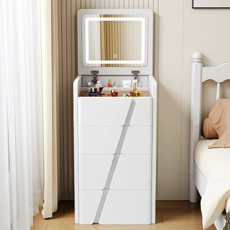 Modern Bedroom Makeup Table White Cabinet Led Mirror Storage Vanity Set Modern Drawer