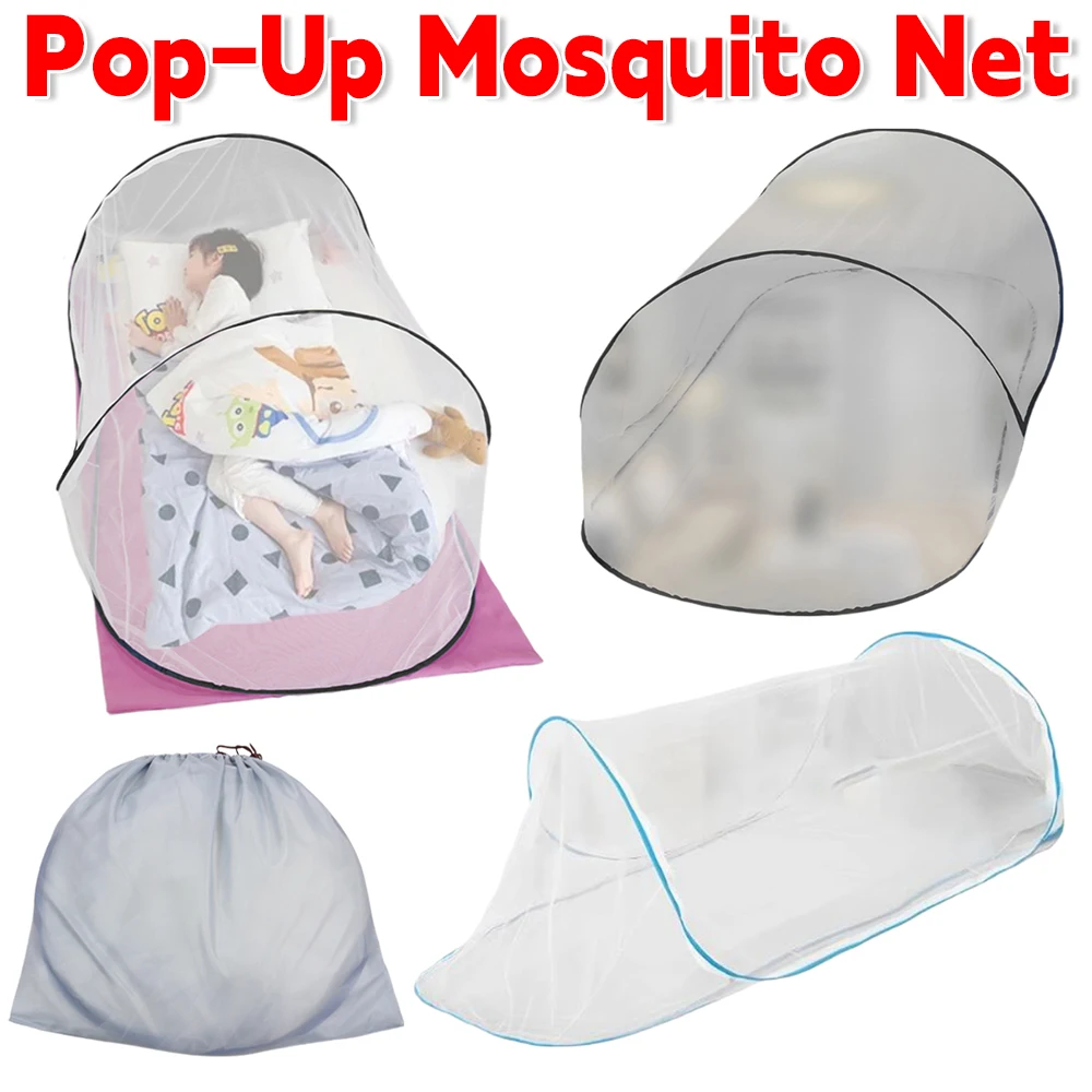 Pop-Up Mosquito Net with Zipper Summer Folding Bed Mosquito Net Tent Camping Anti-mosquito Netting for Outdoor Travel