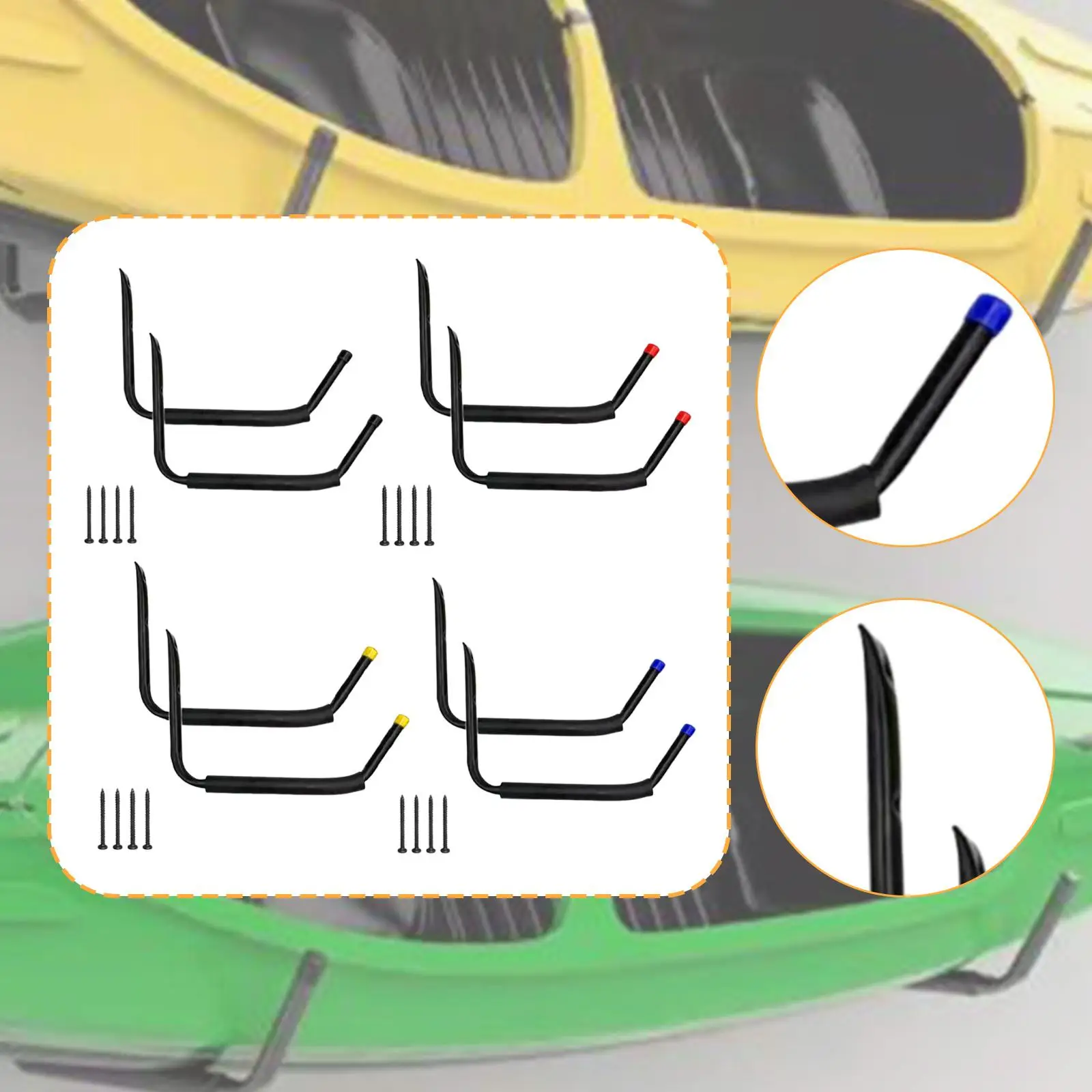 رف تخزين كاياك، خطاف كاياك محمول عالي التحمل، حامل مهد معلق، حامل كاياك للدراجة على الجليد، أدوات داخلية لركوب الأمواج #1