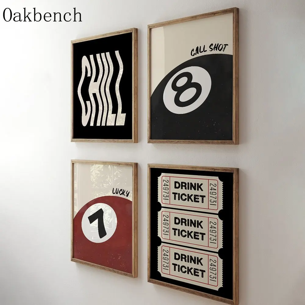 الرجعية الأوقات الجيدة تذكرة جدار ديكور الأسود والأحمر البلياردو أنيق قماش المشارك البرد الخط الفن طباعة غرفة المعيشة ديكور لا الإطار #4