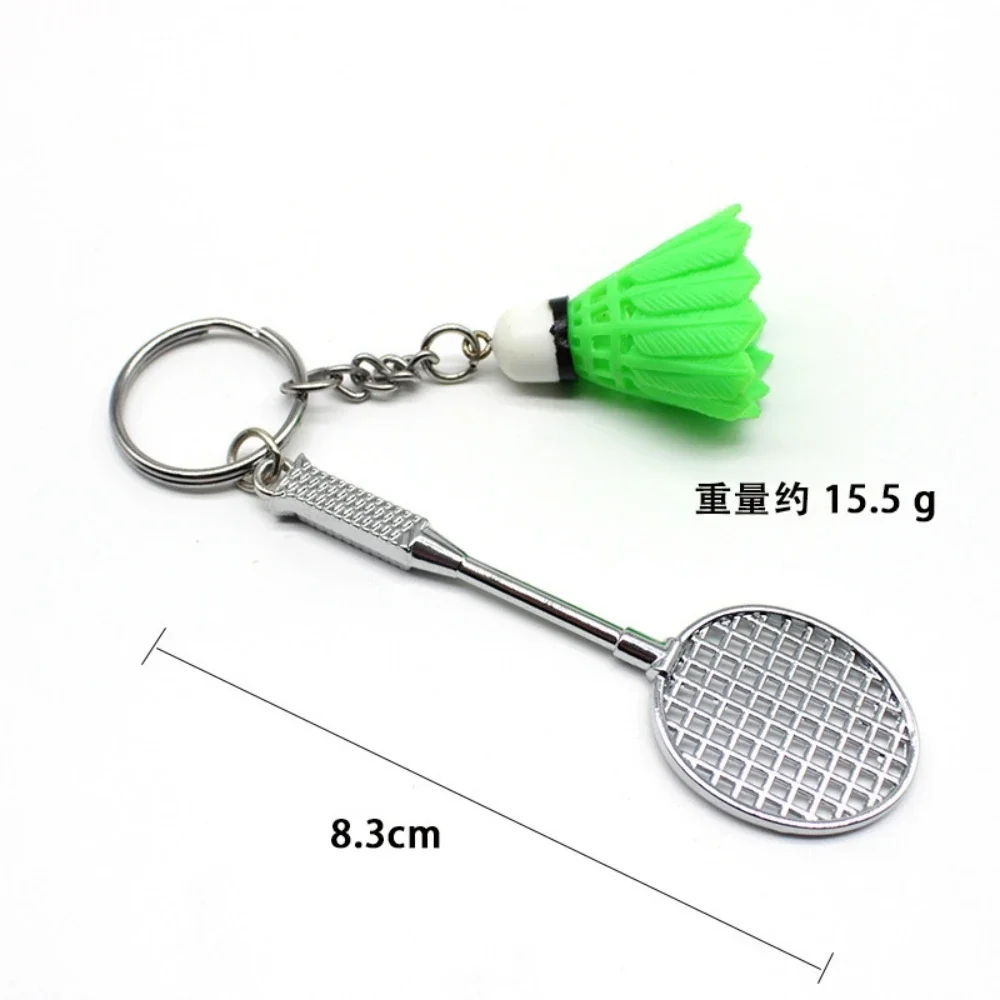 Colorful Badminton Keychain Metal Simulation Racket Keyring Sports Letter Webbing Pendant Car Backpack Ornaments Fans Souvenir