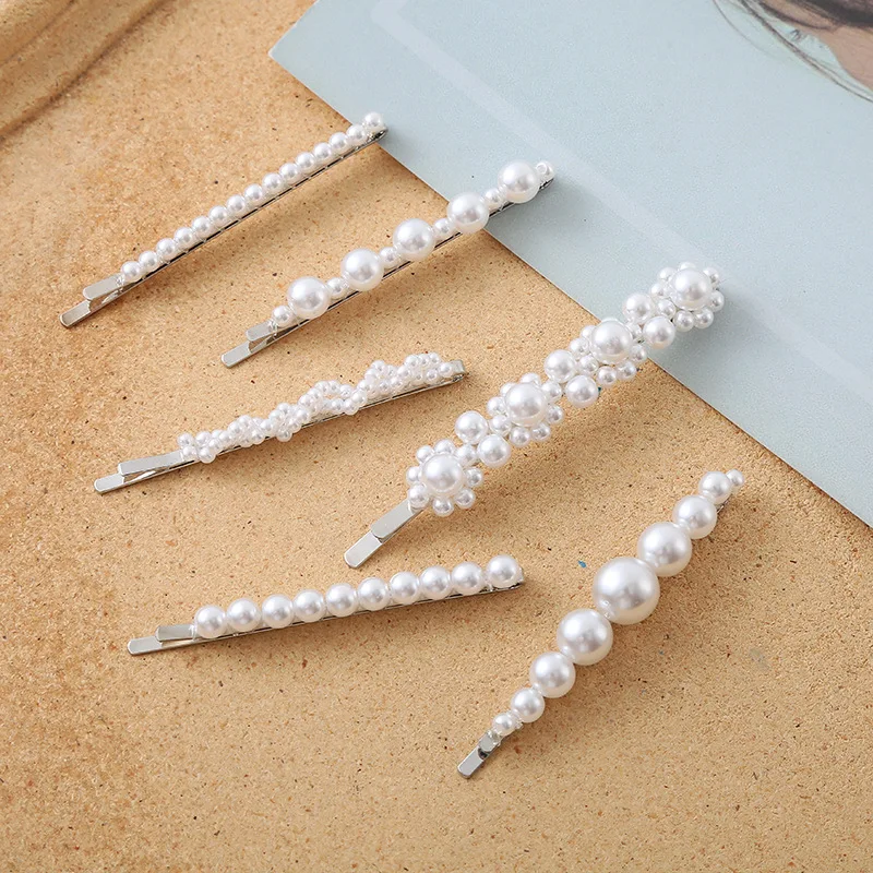

6Pcs Korean Pearl Bobby Pins Imitation Pearl Metal Hair Clips Minimalist Side Barrettes for Women Girls Daily Elegant Style