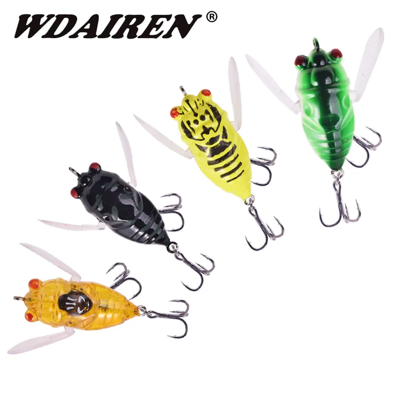 4 Pcs Insect Fishing Lure Mixed Colors Set 4.8cm 6g Popper Topwater Wobblers Tackle Artificial Hard Bait Crankbait for Bass Pike