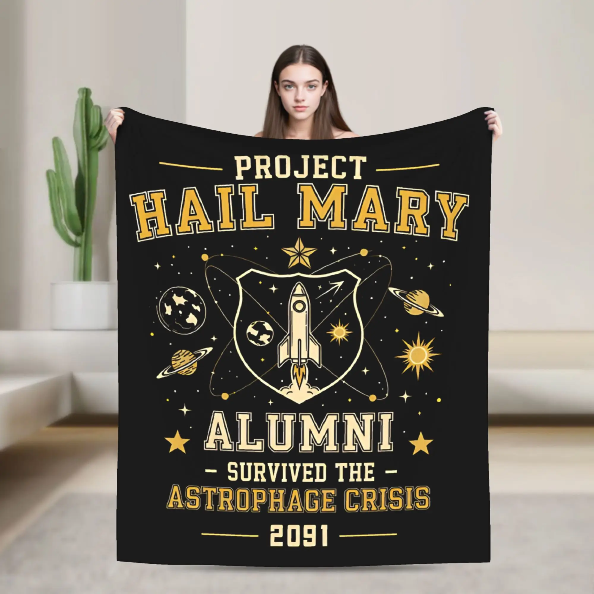 Survived the Astrophage Crisis Project Hail Mary  Fuzzy Blankets  Throw Blankets for  Sofa Bedding Lounge Bedspread