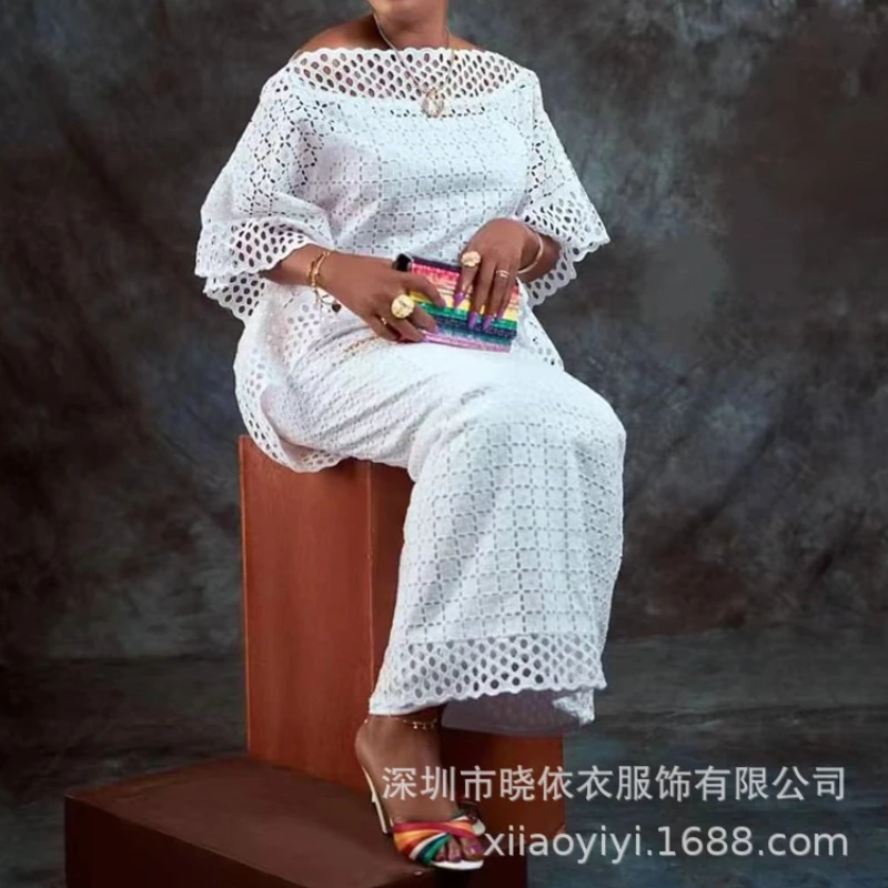 

Long Dress Women White Dresses Hollow Out Vestidos Off Shoulder Streetwear Round Neck Bat Sleeve Elegant Y2k Party Night 2025