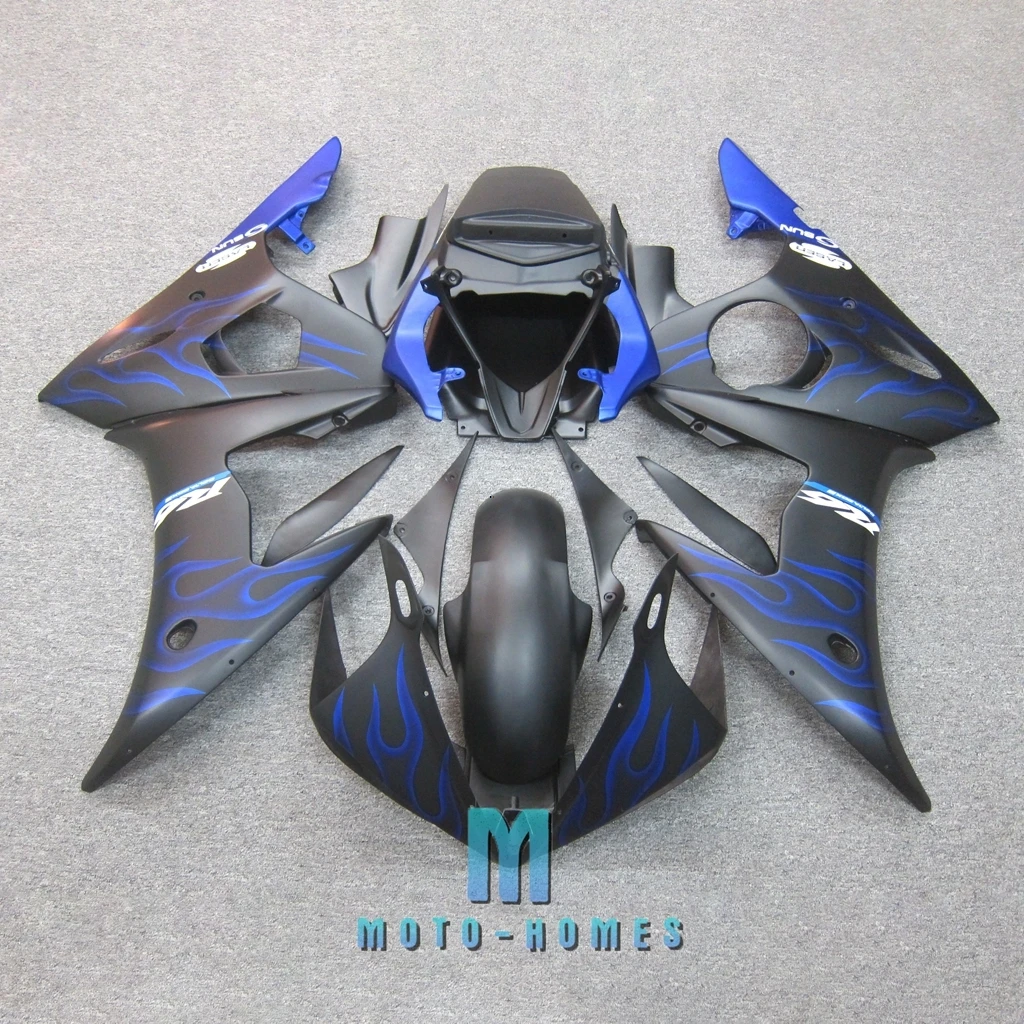 ABS Motorcycle Fairing for Yamaha YZFR6 03 04 YZF R6 2003 2004 Matte Black Blue Flame Fairings Motorcycle Rebuilding Parts