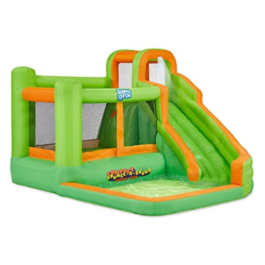 

Компактный надувной аквапарк Bounce-A-Round с водной горкой, скалодромом и бассейном, сверхпрочная уличная водная игровая площадка, синий, размер E