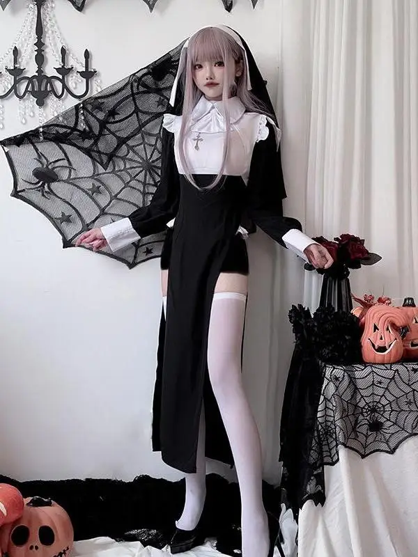 زي ممرضة الهالوين ريبر كوسبلاي رداء نسائي ملابس صينية تقليدية أداء المسرح عصري أنيق