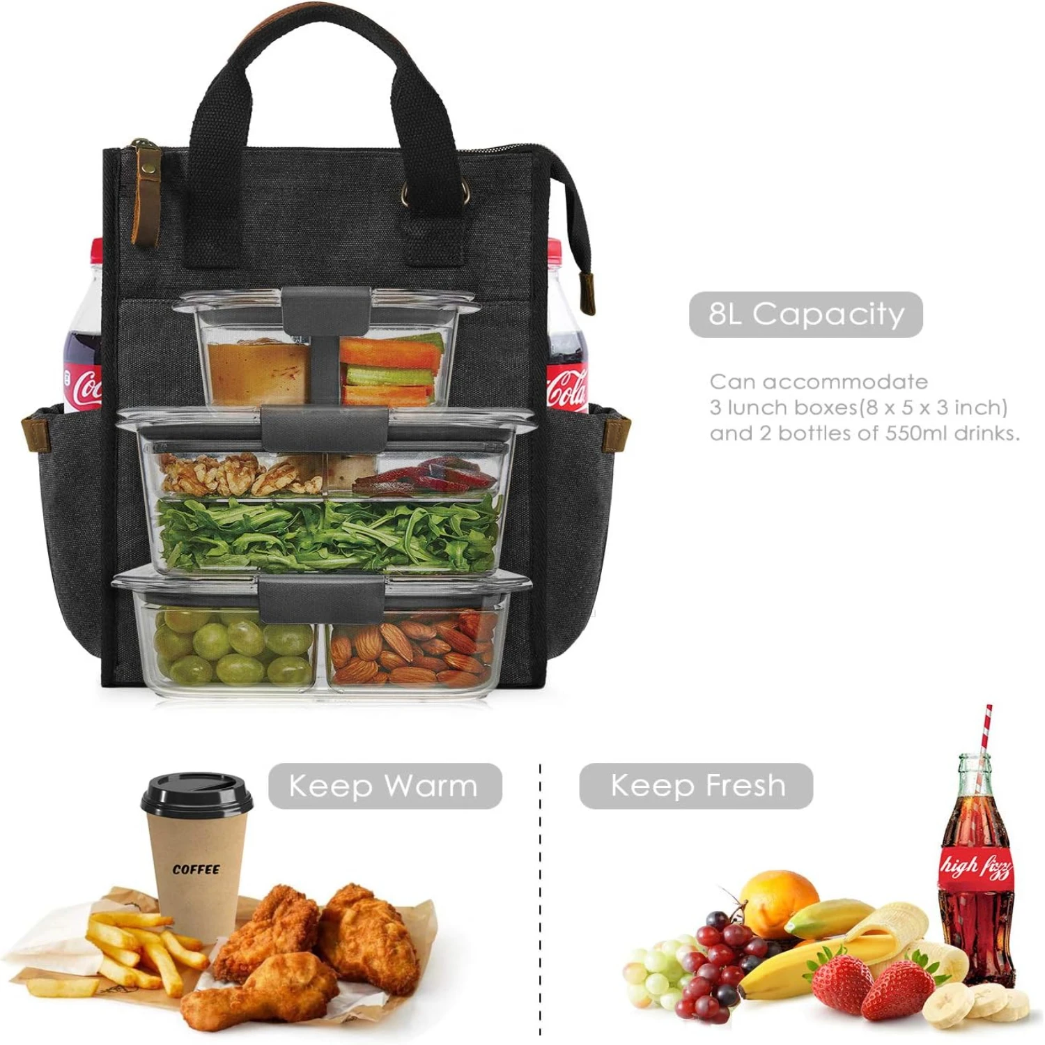 

hionable and chic insulated leakproof canvas lunch bag for women and men. Stay trendy with this stylish reusable lunch tote feat