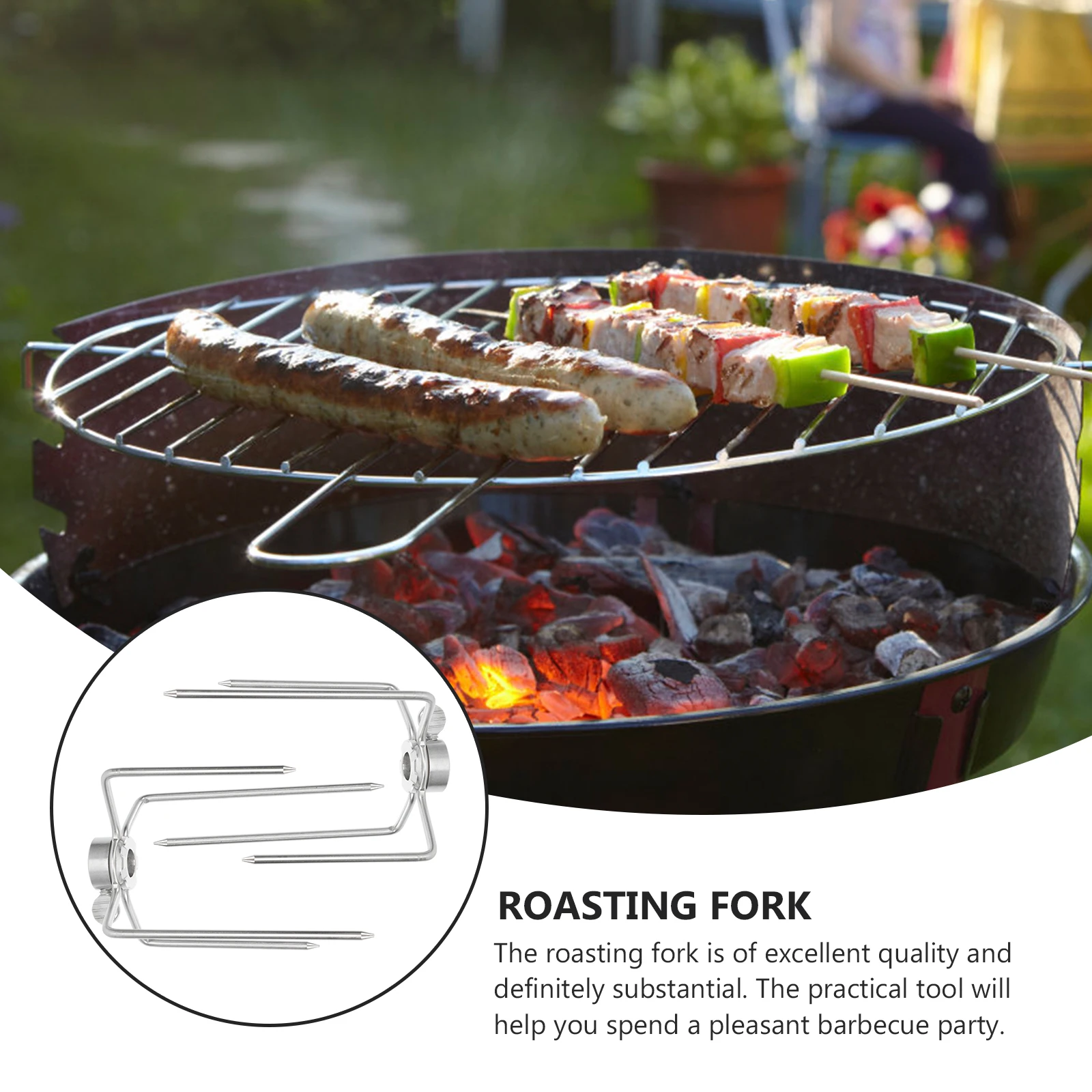 

2 Pcs Stainless Steel Roasting Fork Kitchen Chicken Oven Bracket Rotating Turkey Forks Grill Substantial