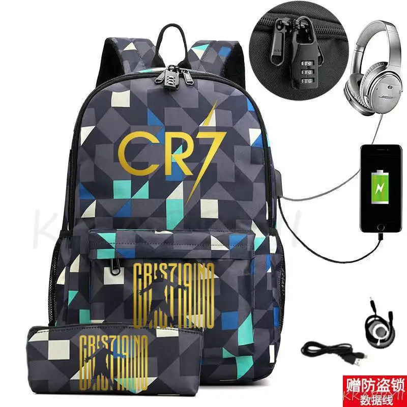 CR7-mochila para ordenador portátil para mujer y hombre, bolsa de lona, de viaje, Retro, informal, escolar, para adolescentes