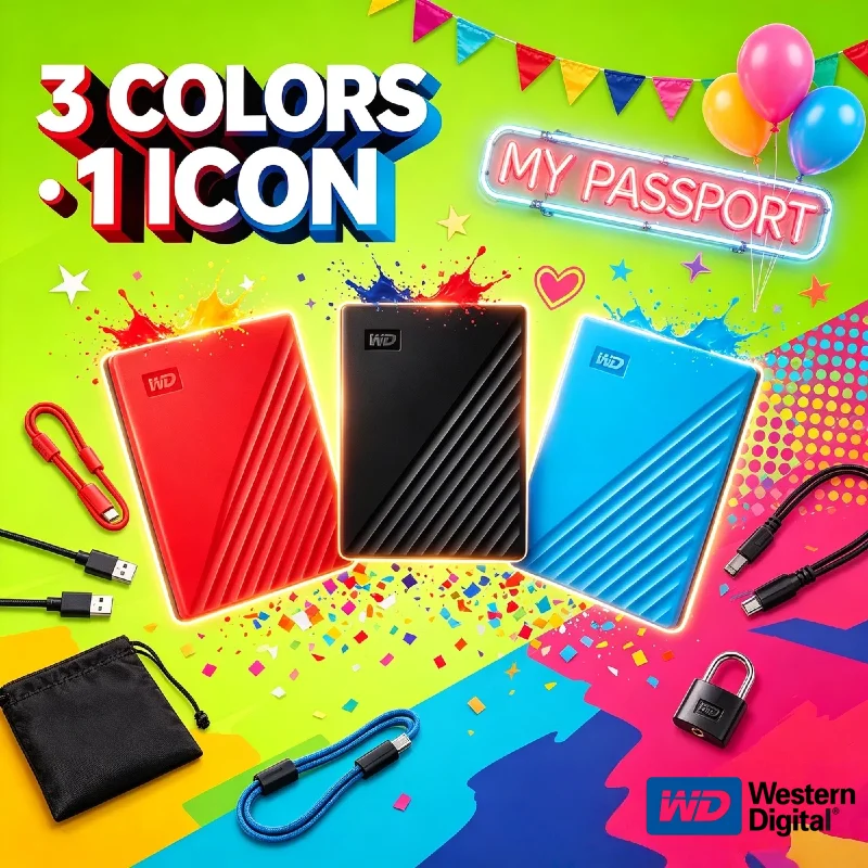 WD My Passport Portable External Hard Drive 1TB 2TB 4TB USB 3.0 Encrypted High Speed Mobile Storage for PC Laptop Pro Unit