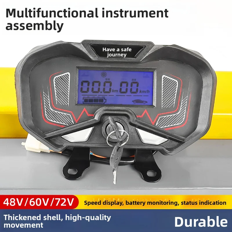 48-72V Electric Tricycle LCD Dashboard Digital Speedometer Odometer Voltage Indicator Instrument Replacement Parts.