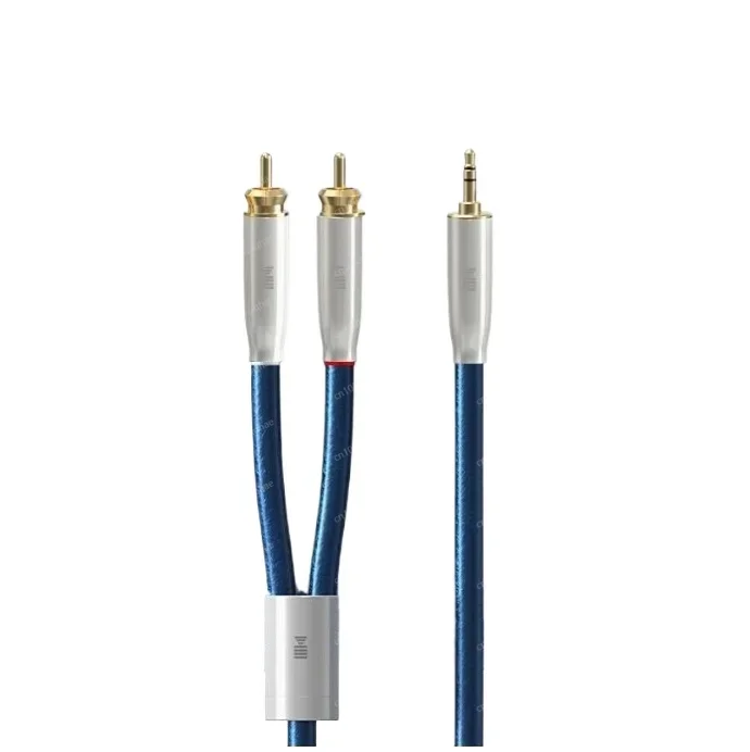 Single crystal copper silver-plated 3.5mm to RCA double lotus cable, mobile phone computer connection audio hifi audio cable