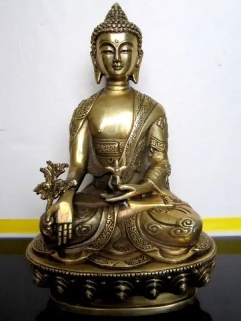 Outlet Seni Pabrik Grosir Patung Perunggu Buddha Obat Buddha Tibet Vintage Tiongkok