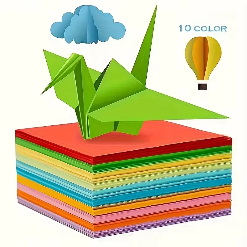 100pcs Colorful Cardstock Available in 10 Colors for Origami Art Crafts Office Supplies Scrapbooking and Sewing
