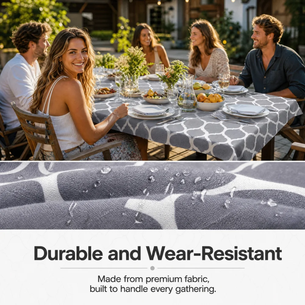 Rectangle Table Cloth Cover, Polyester Elastic Fitted Tablecloth, Fits for 6 Foot Folding Tables, Picnic, Camping, Outdoor