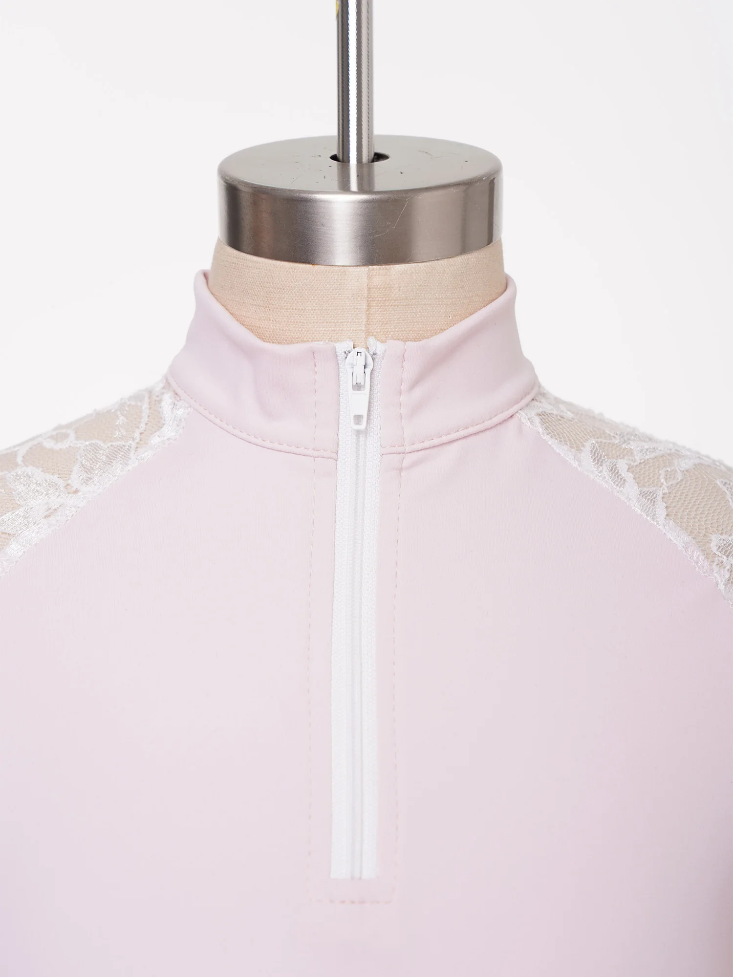 Kids Girls Lace Short Sleeves Equestrian Shirt Zip-up Stand Collar Quick Dry Horse Riding T-shirts Top Horseback Show Training