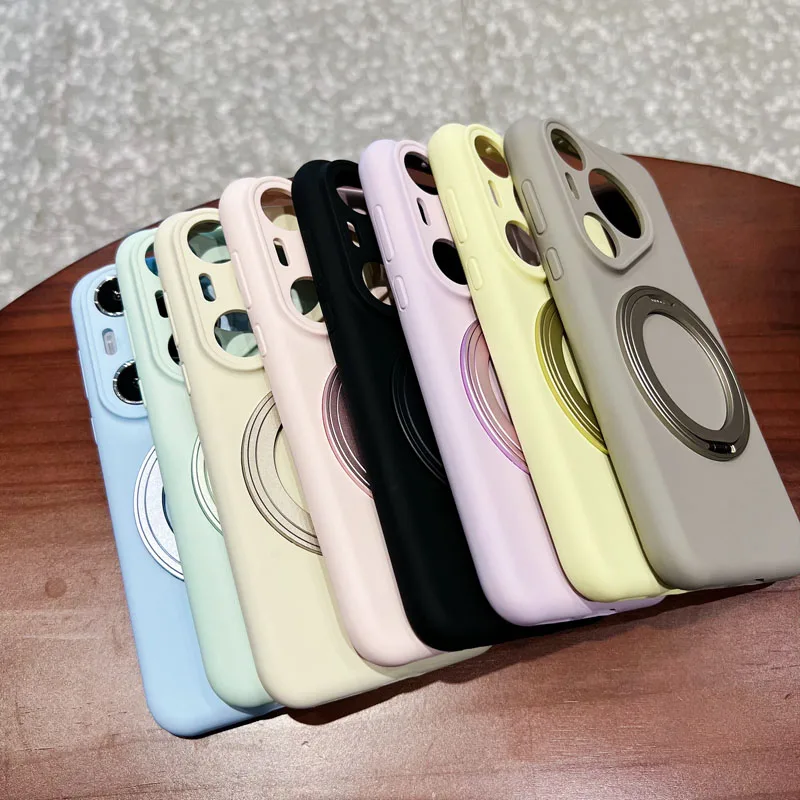 

Wireless Charging Magnetic Kickstand Liquid Silicone Case For Huawei Pura 70 Pro 70 Ultra Mate70, Soft Camera Protection Cover