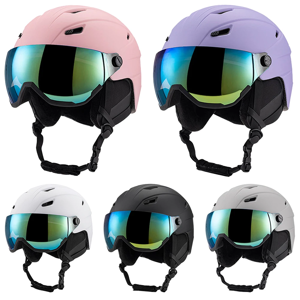 

Ski Helmet With PC EPS Integrally Molded Goggles Safety Skiing Helmets Skateboard Snowboard Men Women Outdoor Snowmobile Helmet