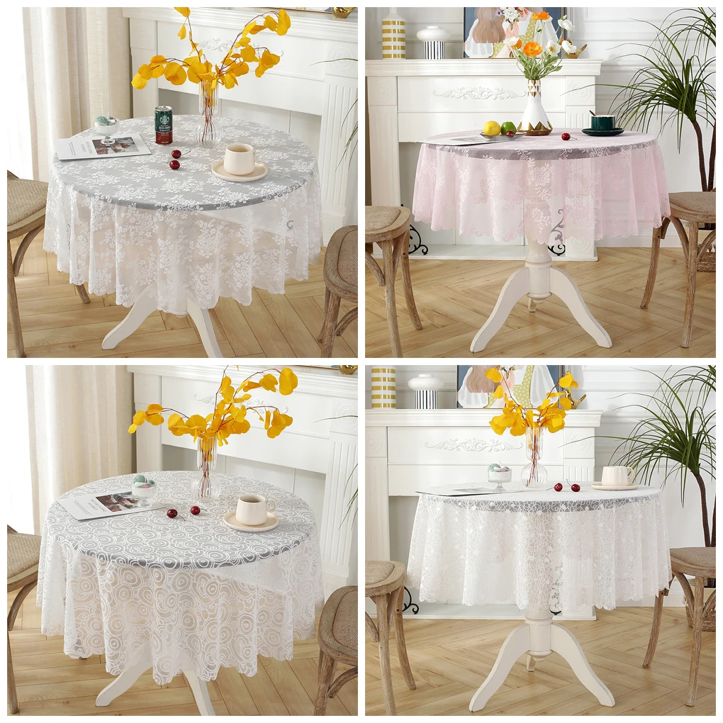 Add Elegance To Table Round Tablecloth Available In Various Patterns And Sizes Variety Of Patterns white flower 150cm