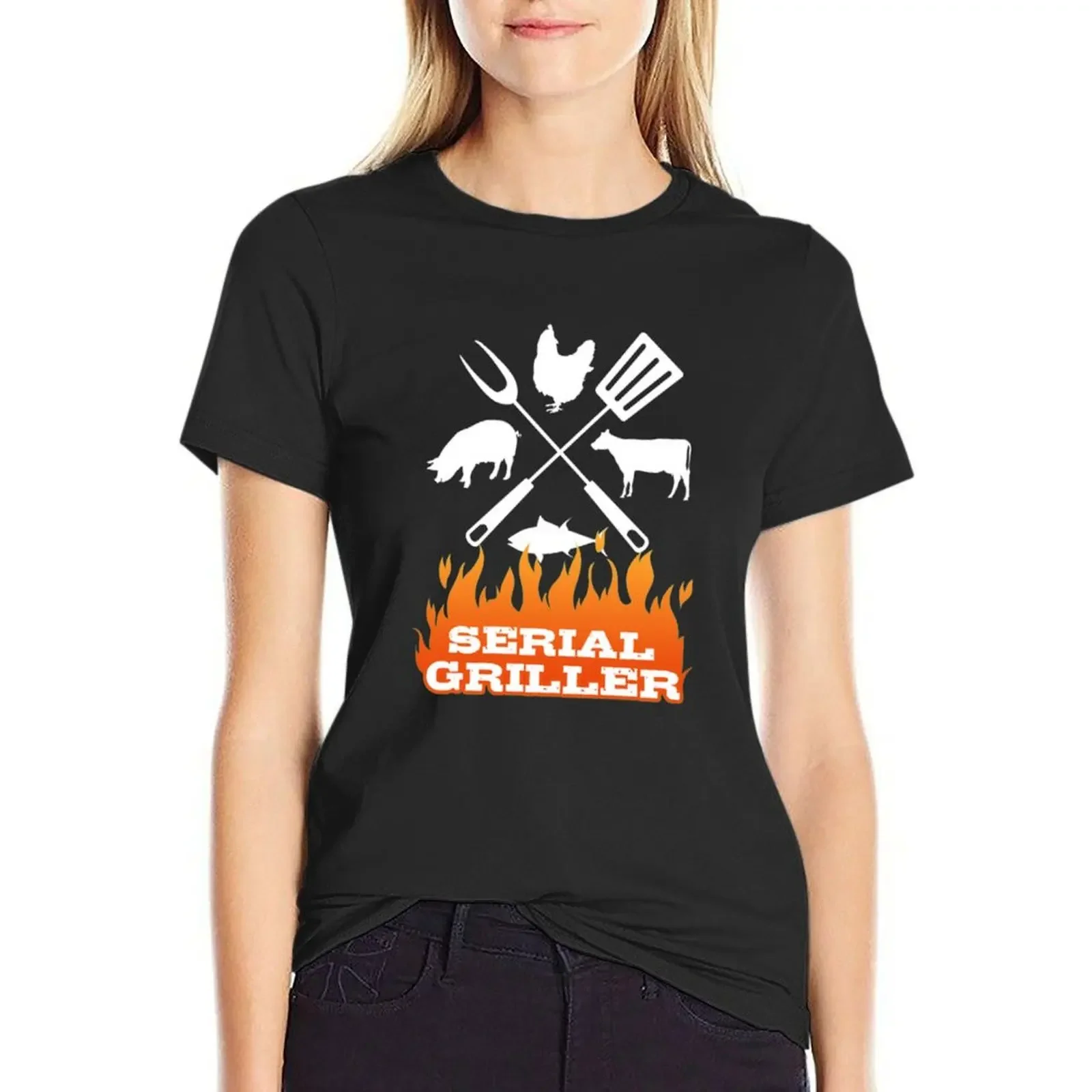 

Serial Griller Italian Culinary Italy Grill BBQ T-Shirt Female clothing sports fans plus sizes aesthetic clothes tops Women