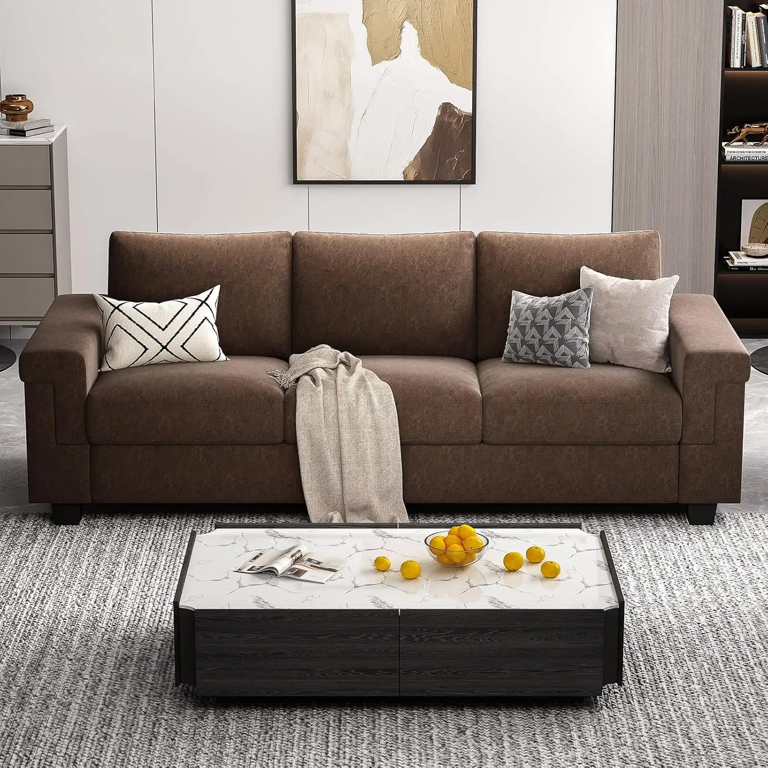 

Sofa Couch, 3 Seater Couches with Deep Seats, Modern 3-Seat Sofa for Living Room Apartment Lounge, Detachable Sofa Cover