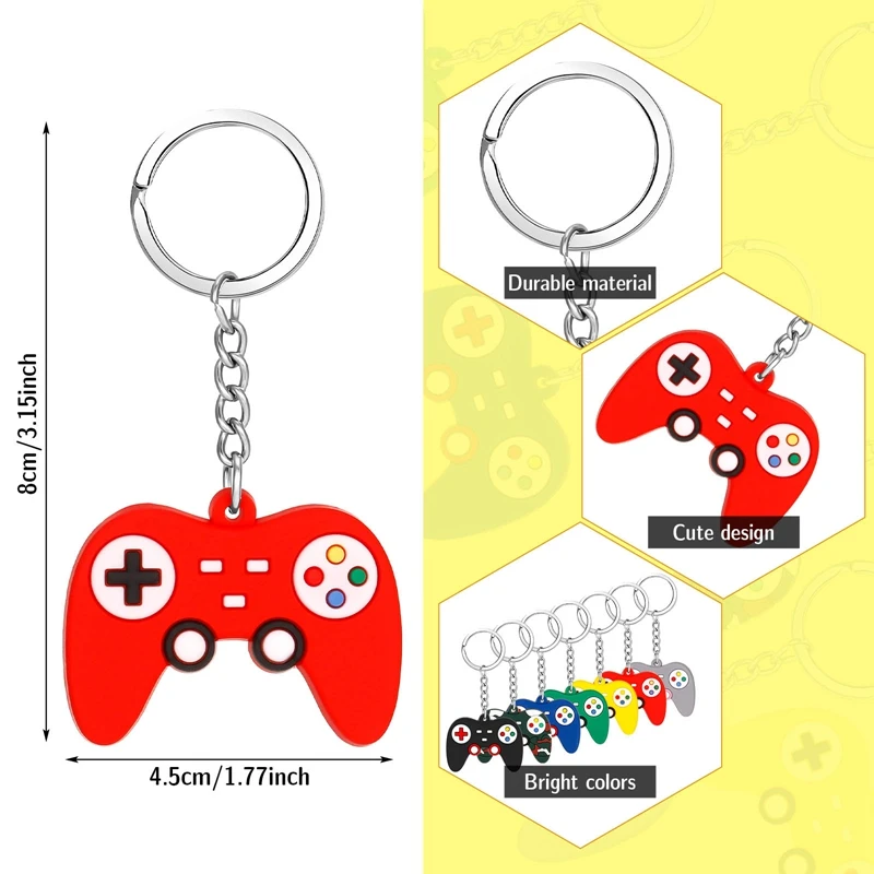 21Pieces Video Game Keychain Game Controller Keychain Game Party Controller Keychain Video Game Handle Keychains 7 Colors