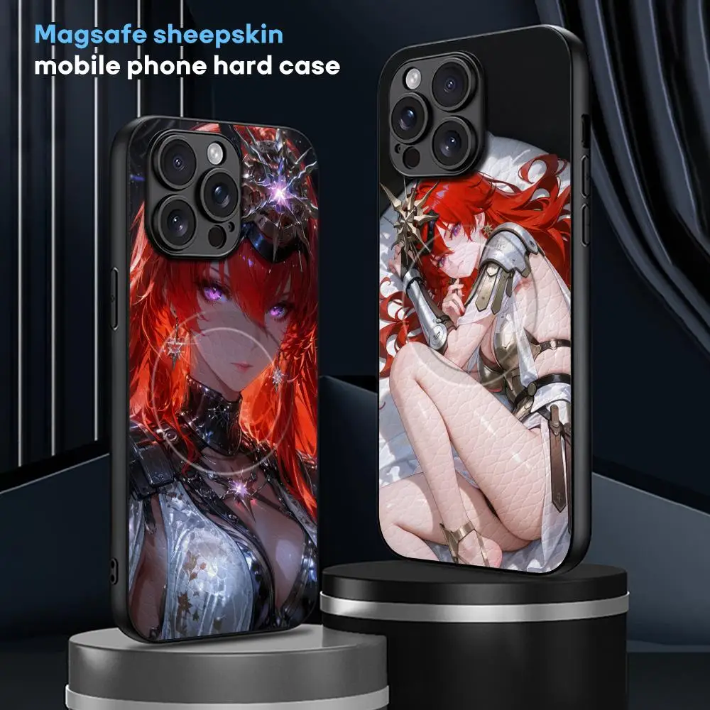 

Чехол для телефона Wuthering Waves Augusta для iPhone 16, 15, 14, 13, 12, 11 Plus Pro Max, роскошный роскошный чехол Magsafe из овчины