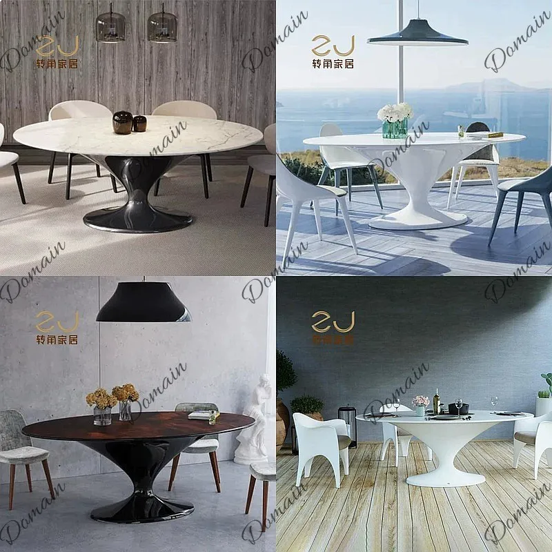 Zigzag Modern Irregular Fiberglass Dining Table Cream Style Luxury Marble Round Table for Home