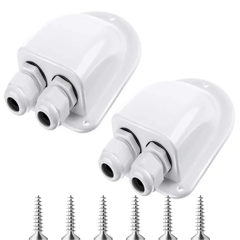ABYP Solar Gland,Dual Cable Entry Housing, 2 Pack Solar Cable Entry Gland For All Types 3Mm2 To 10Mm2 RV, Caravan, Marine White