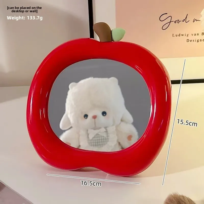 Espelho de maquiagem de frutas bonito portátil pequeno espelho escritório desktop casa espelho de maquiagem