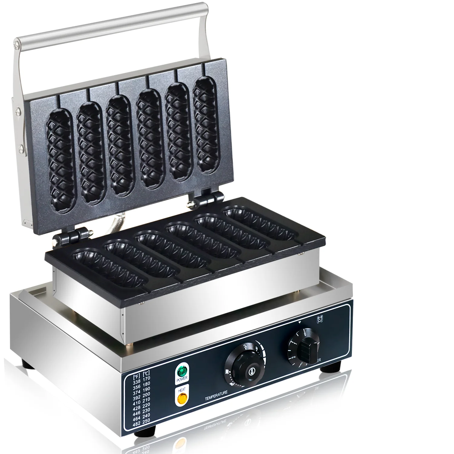 ماكينة صنع الوافل الكهربائية التجارية ماكينة هوت دوج الذرة المقرمشة ماكينة صنع الوافل غير لاصقة ماكينة سجق الكعك الفرنسية