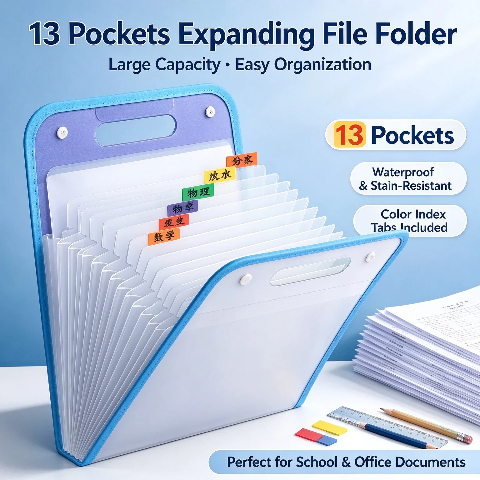 A4 Portable Vertical Folder Test Paper Storage Bag Test Paper Folder Paper Storage Classification Organ Bag